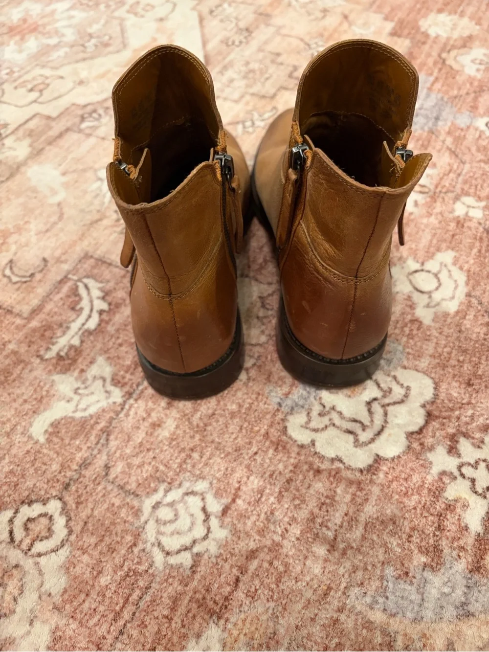 Franco Sarto Women's Brown Leather Side-Zip Ankle Booties